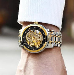 Golden Dragon Carved Automatic Mechanical Watch